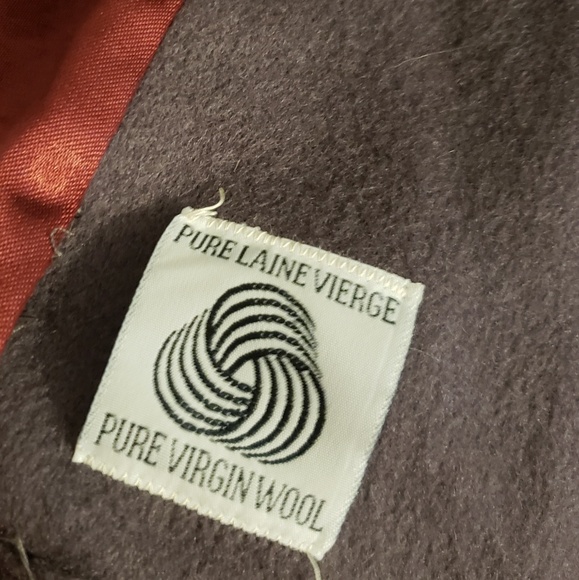 VINTAGE LUBA PARIS Dark Mauve 100% Wool Coat - Picture 7 of 8